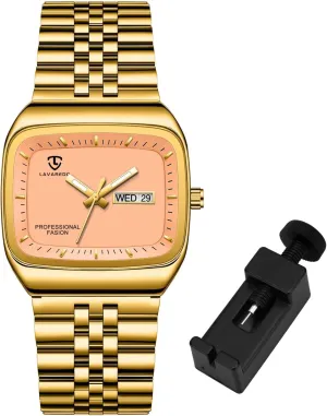 Stainless Steel cud angry deal Watch with Stylish Rectangular Dial, Luminous Hands, Date & Day Display ?C Great Gift for Men Mens Watch, Luxury Casual Watches for Men, Waterproof Analog Quartz Watch ?C Men's 