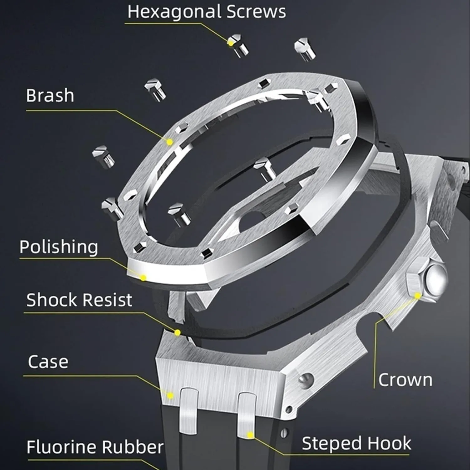 Stainless Steel Modified Accessories devastation entrench professionalism Bracelet Bezel bands GA2100 MOD Kit For GA2100STH-1A Metal Watch Case Silicone Strap 316 