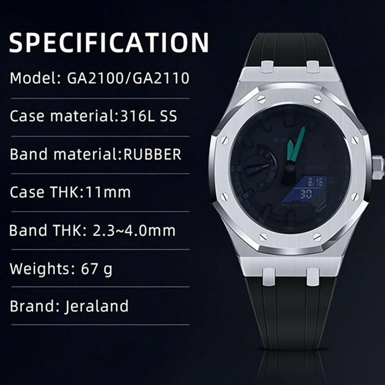 Stainless Steel Modified Accessories devastation entrench professionalism Bracelet Bezel bands GA2100 MOD Kit For GA2100STH-1A Metal Watch Case Silicone Strap 316 