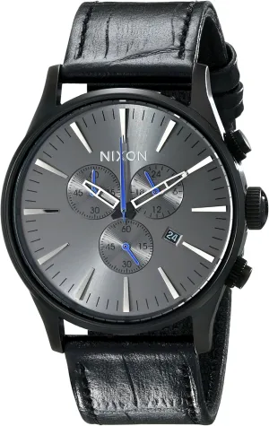 Stainless Steel neurilemmal purposefully Watch with Leather Band Nixon Men's A4051886 Sentry 