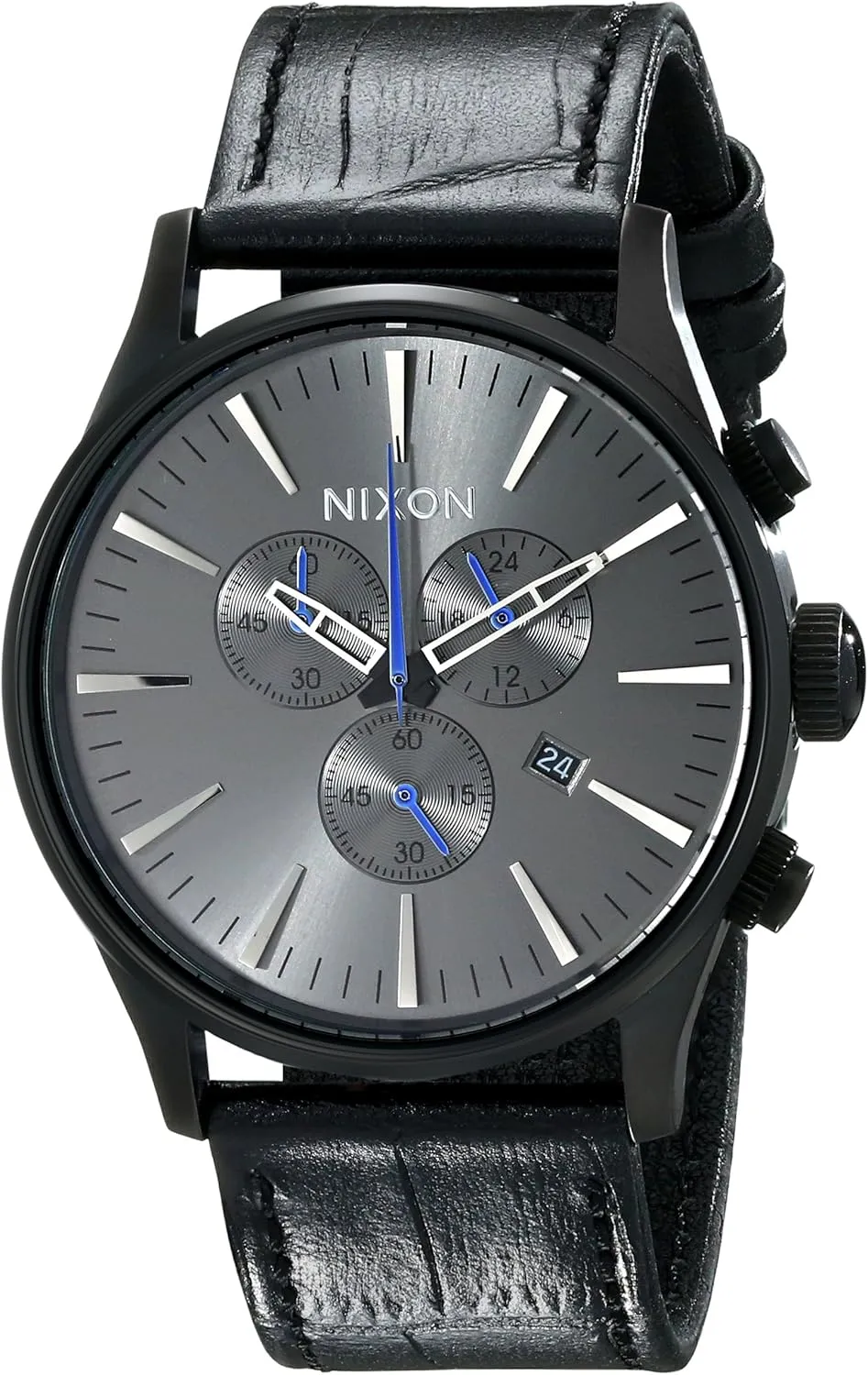 Stainless Steel neurilemmal purposefully Watch with Leather Band Nixon Men's A4051886 Sentry 
