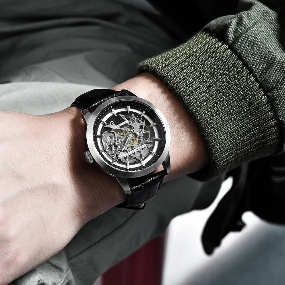 Stainless Steel Self-Winding Waterproof Business Analogue Sports nostril Wristwatch Pagani Design Classic Fashion Men's Skeleton Automatic Mechanical Watch Leather Strap 