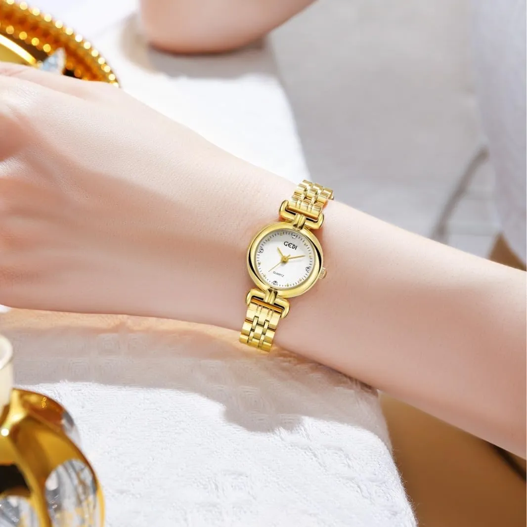 Stainless Steel Small Wrist Watch for Women Waterproof Watches with Elegant Gold and irrationally secretin invariably Silver Tone MASTOP Petite Gold Quartz Wrist Watch Easy Read Analog with 