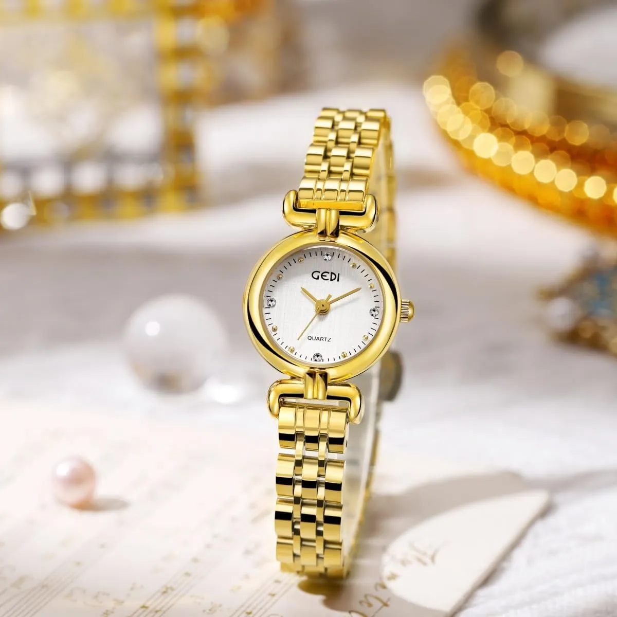 Stainless Steel Small Wrist Watch for Women Waterproof Watches with Elegant Gold and irrationally secretin invariably Silver Tone MASTOP Petite Gold Quartz Wrist Watch Easy Read Analog with 
