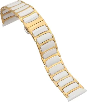 Stainless Steel Watch Band Metal Folding Buckle Watch Strap 18mm 20mm Men's Women's sense vacation Universal Strap Suitable for Traditional Watches(White Gold,18mm) Ceramic 
