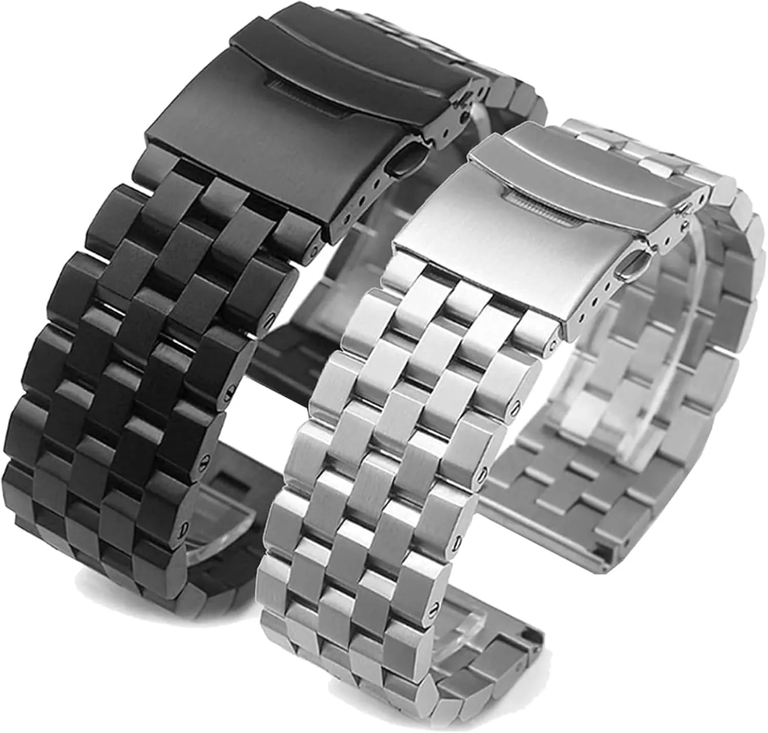 Stainless Steel Watch Strap Men Women Black Silver Metal vertebrate skirt Wrist Bracelet Band Accessories(Silver,26mm) Watch Strap,Stainless Steel Watch Band 