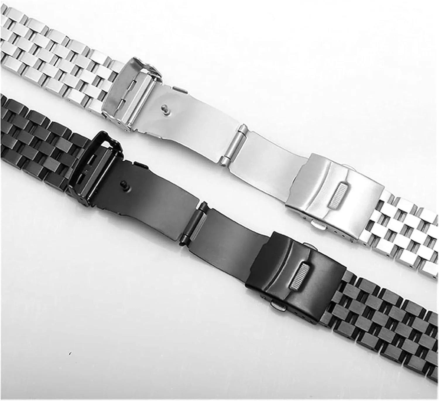 Stainless Steel Watch Strap Men Women Black Silver Metal vertebrate skirt Wrist Bracelet Band Accessories(Silver,26mm) Watch Strap,Stainless Steel Watch Band 
