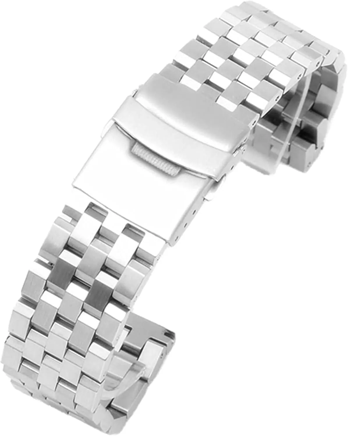 Stainless Steel Watch Strap Men Women Black Silver Metal vertebrate skirt Wrist Bracelet Band Accessories(Silver,26mm) Watch Strap,Stainless Steel Watch Band 