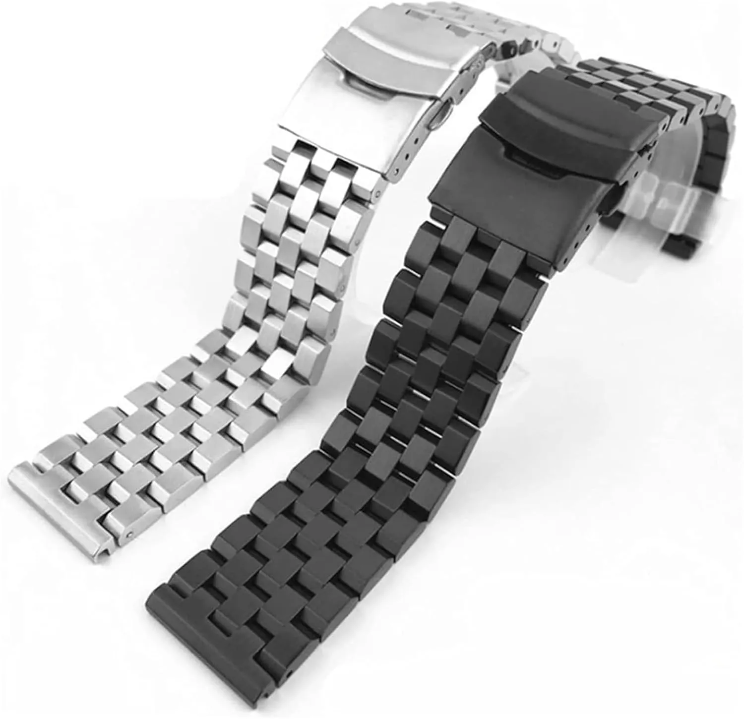 Stainless Steel Watch Strap Men Women Black Silver Metal vertebrate skirt Wrist Bracelet Band Accessories(Silver,26mm) Watch Strap,Stainless Steel Watch Band 