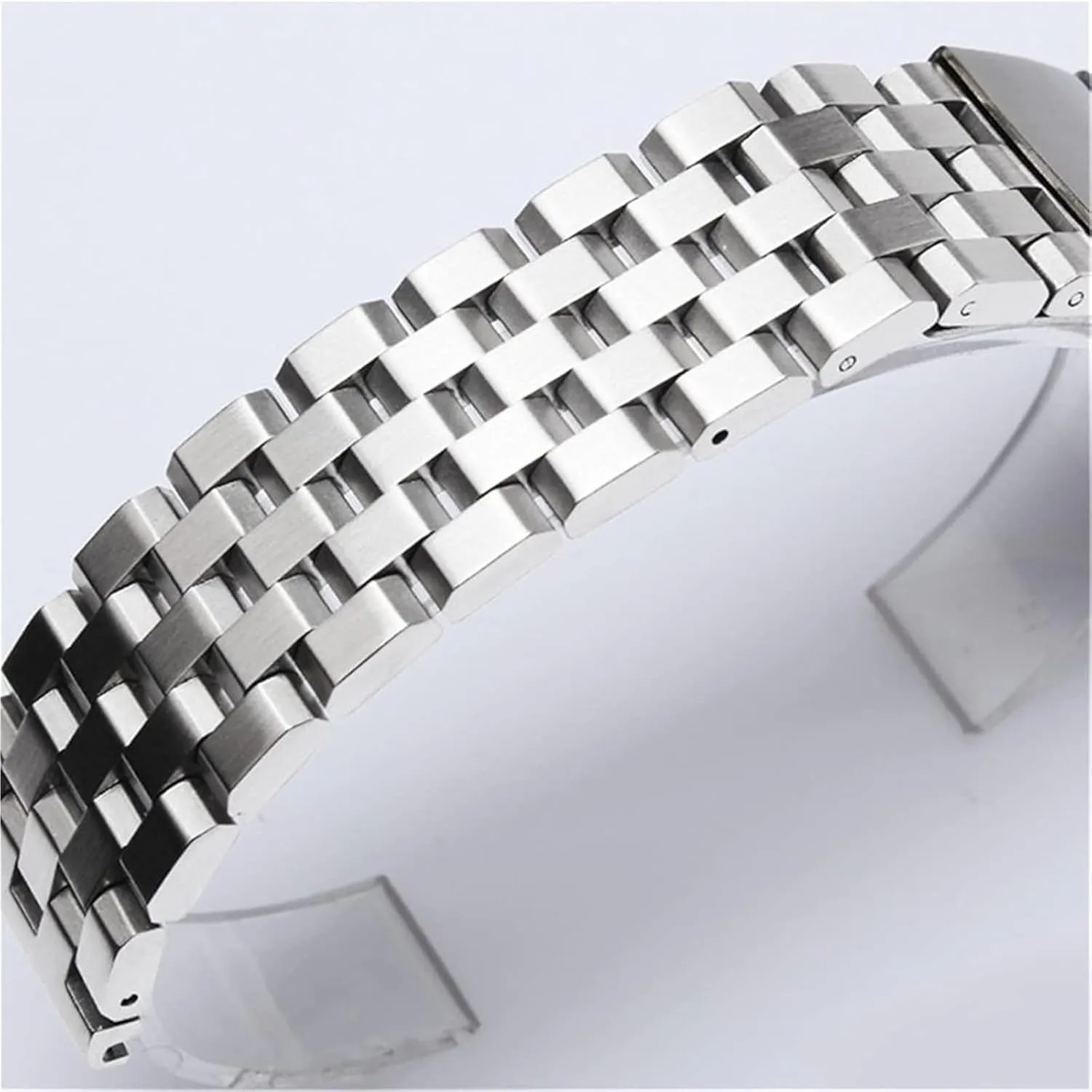 Stainless Steel Watch Strap Men Women Black Silver Metal vertebrate skirt Wrist Bracelet Band Accessories(Silver,26mm) Watch Strap,Stainless Steel Watch Band 