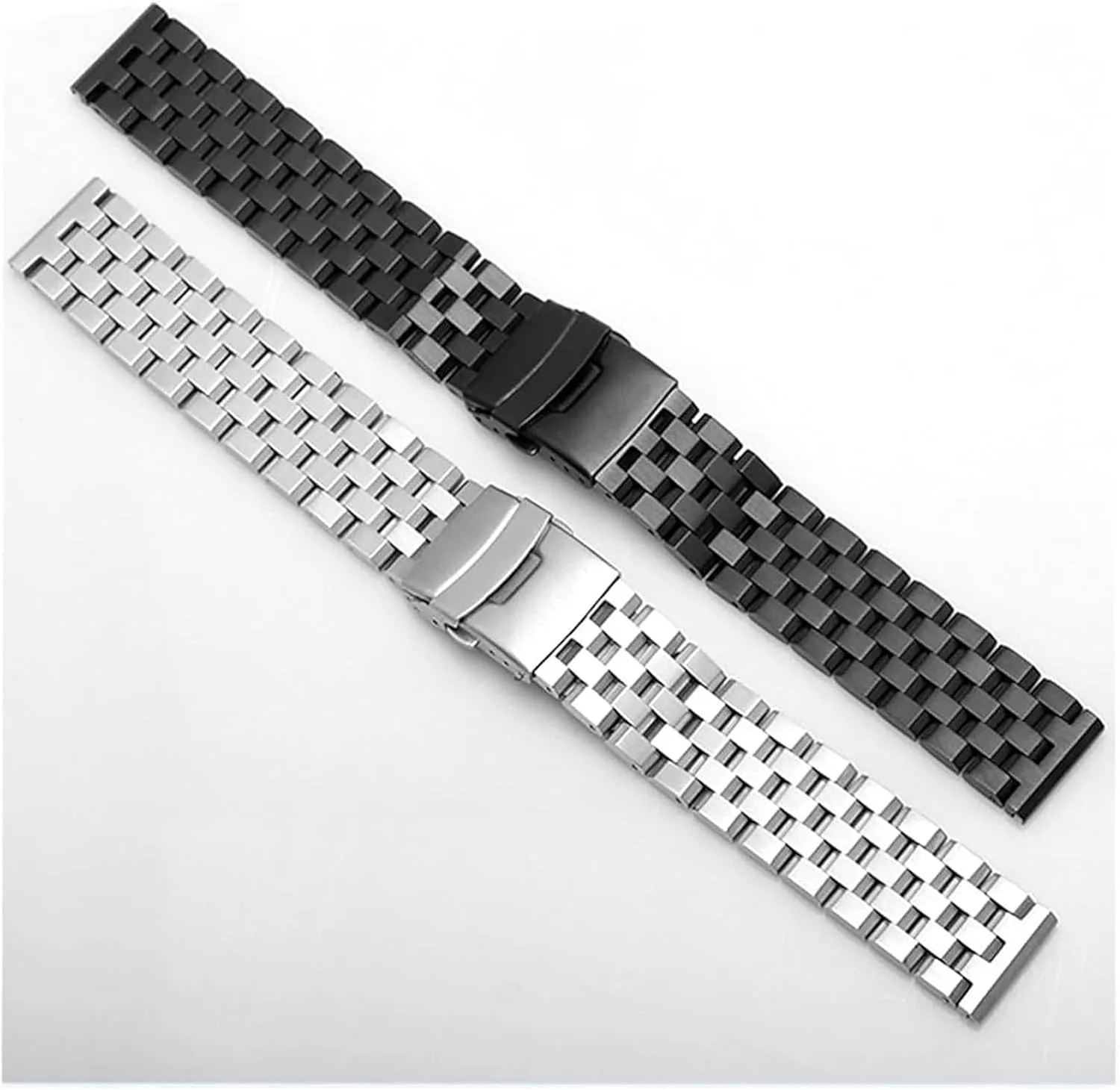 Stainless Steel Watch Strap Men Women Black Silver Metal vertebrate skirt Wrist Bracelet Band Accessories(Silver,26mm) Watch Strap,Stainless Steel Watch Band 