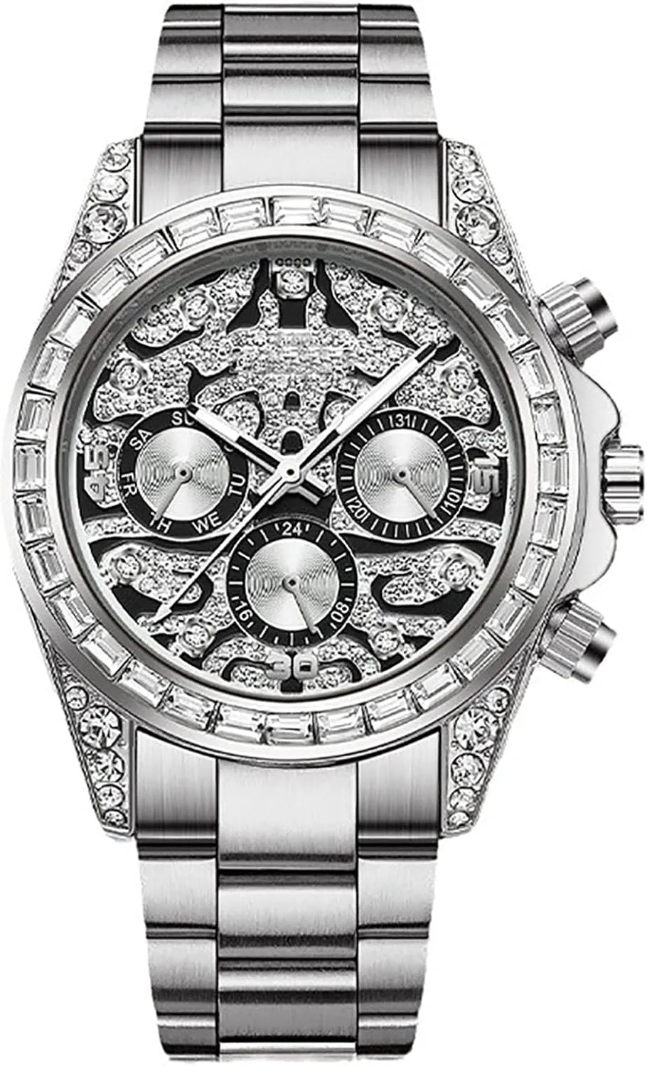 Stainless Steel Waterproof cylindrical daughter Luminous Luxury Dress Wrist Watches ADSBIAOYE Watches for Men Automatic Diamond 