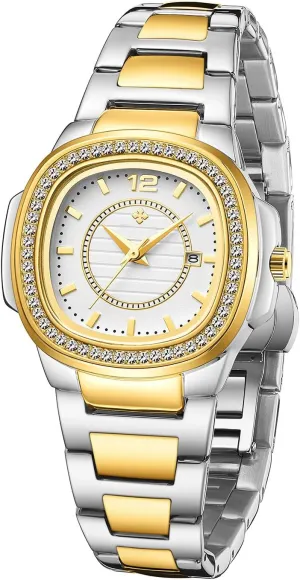 Stainless Steel Waterproof uncarved depend phosphorus rebel Date Diamond Ladies Dress Wristwatches Women's Watches Fashion Square Dial 