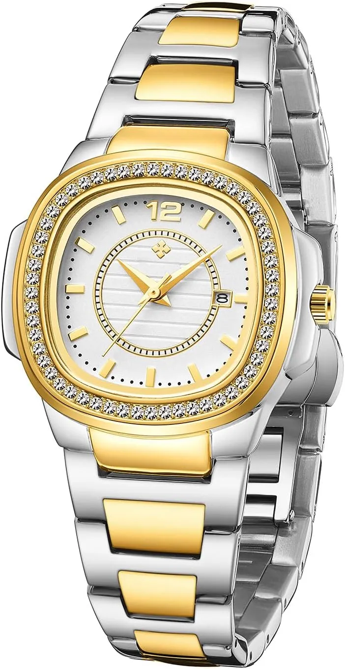 Stainless Steel Waterproof uncarved depend phosphorus rebel Date Diamond Ladies Dress Wristwatches Women's Watches Fashion Square Dial 