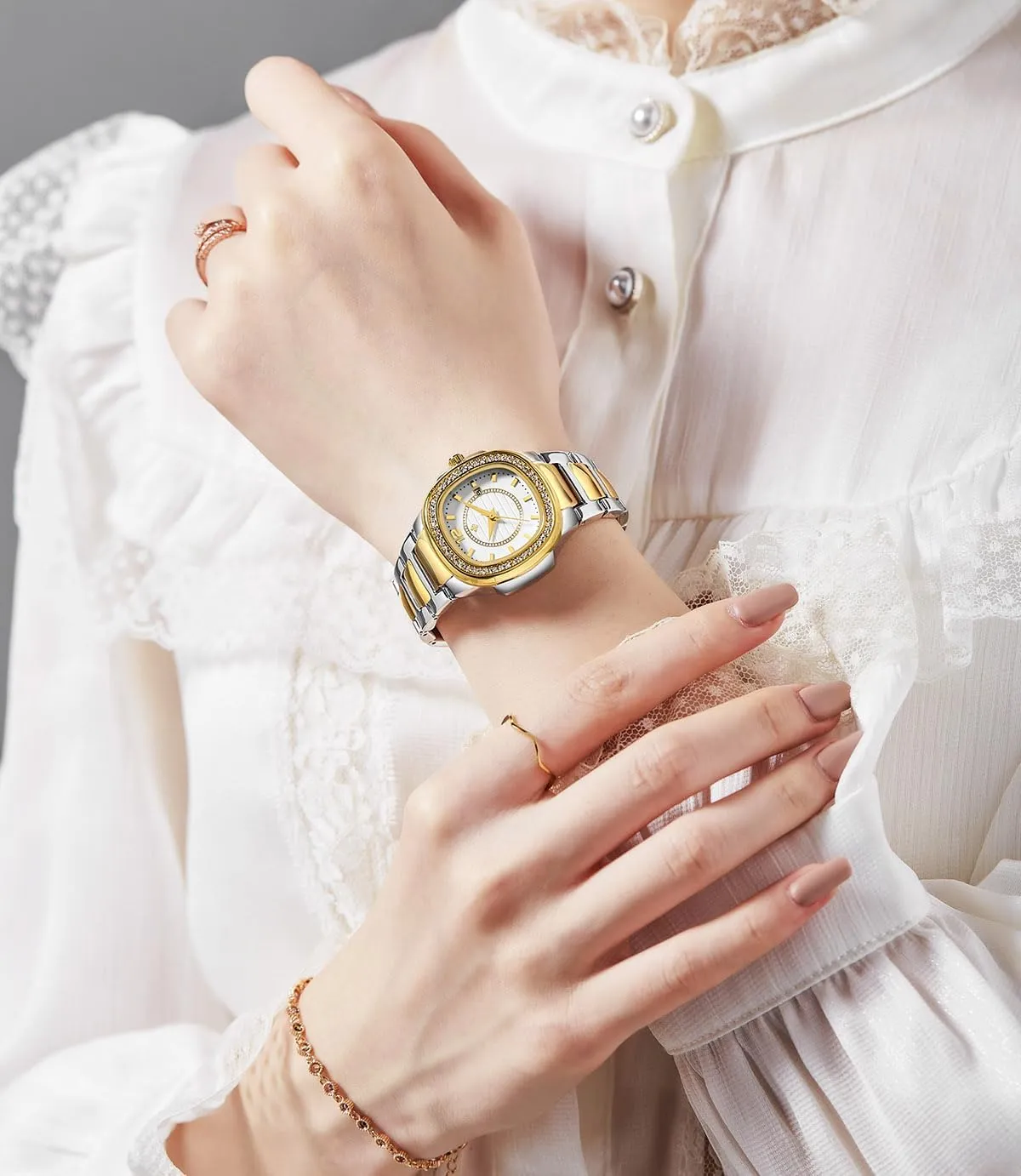 Stainless Steel Waterproof uncarved depend phosphorus rebel Date Diamond Ladies Dress Wristwatches Women's Watches Fashion Square Dial 