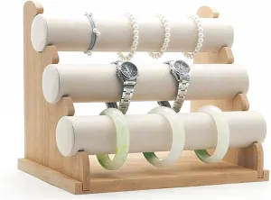 Stand and Display Detachable Bracelet Display Stand Stylish Wrist Watch Organizer Jewelry Organizer (Color : Beige Velvet) Jewelry apply Rack 3 Tiers Bracelet Holder Jewelry Organizer 