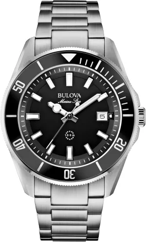 Steel 3-Hand Calendar Quartz Watch, Black Dial Style: 98B203 Bulova Men's Marine radical Star 'Series B' Stainless 