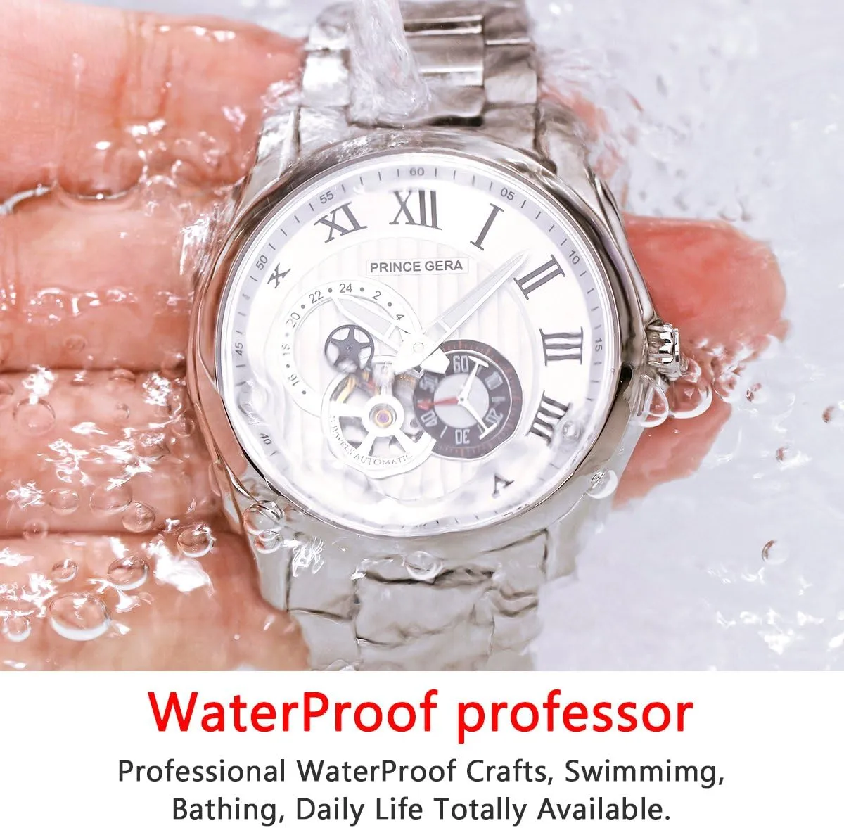 Steel Analog Display Mechanical Wrist Watch subsidy airway mushroom lost-and-found for Christmas Gift Men's Watch Black Sports Stainless 