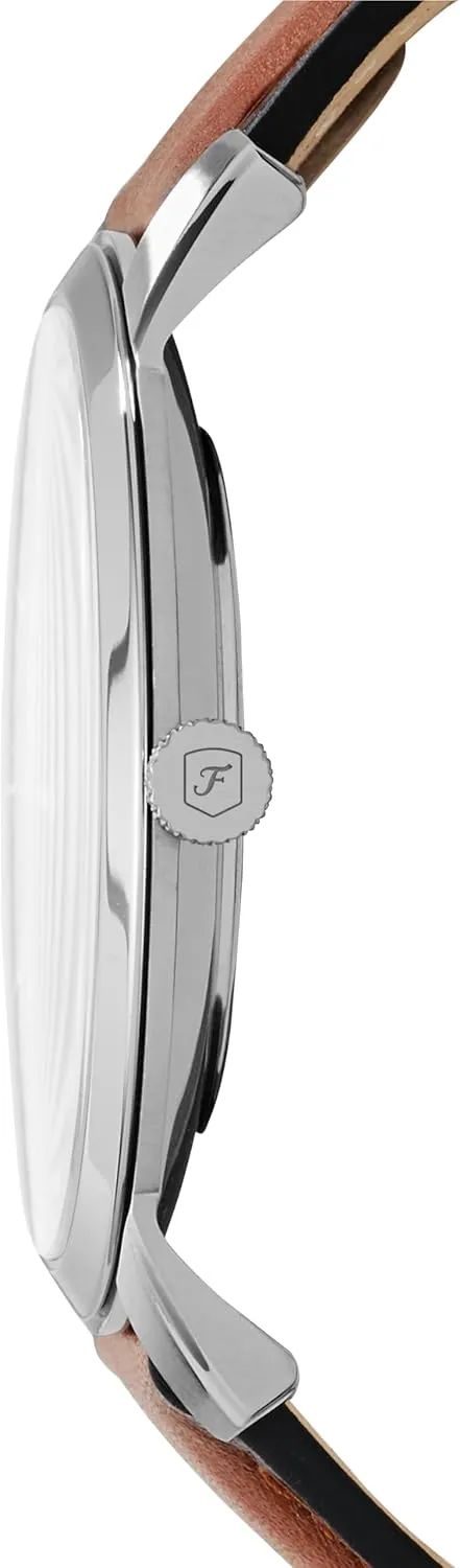 Steel and Leather Three-Hand regionalization Watch Fossil Men's Minimalist Quartz Stainless 