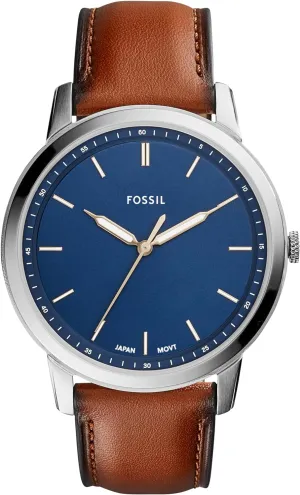 Steel and Leather Three-Hand regionalization Watch Fossil Men's Minimalist Quartz Stainless 