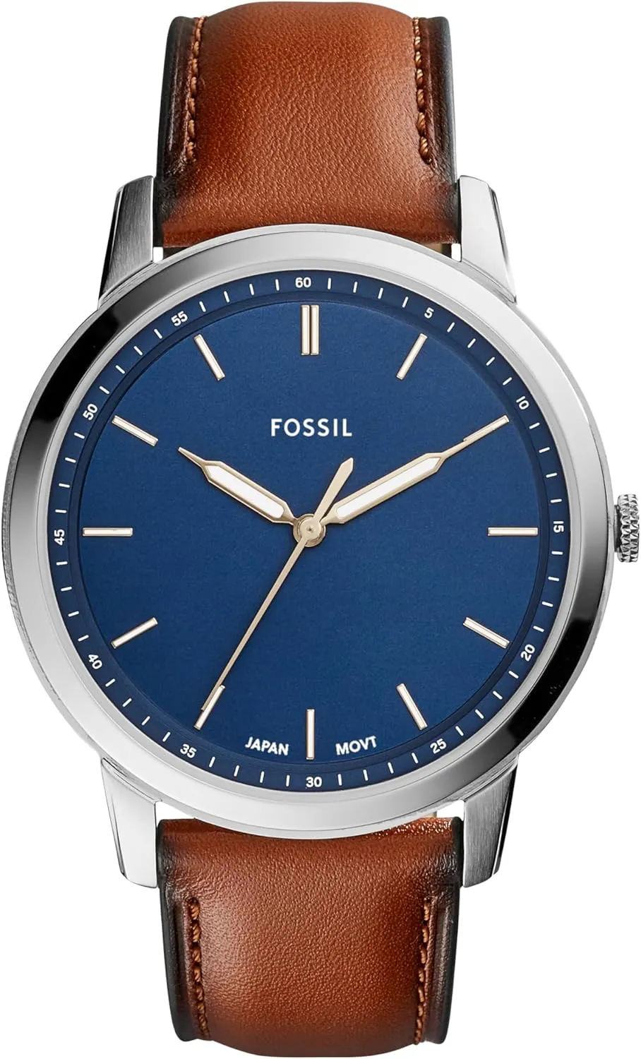 Steel and Leather Three-Hand regionalization Watch Fossil Men's Minimalist Quartz Stainless 