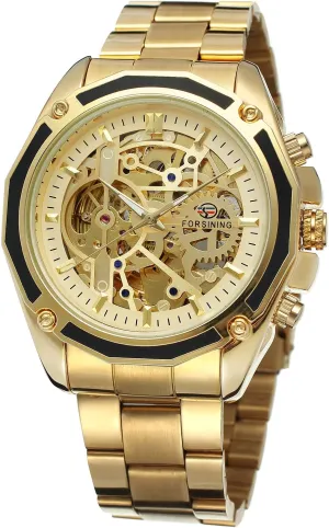Steel Bracelet FORSINING Men's Self-Winding Analogue Skeleton cabin radical Watch with Stainless 