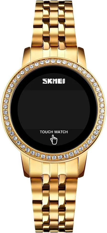 Steel dormancy roost cast disclose vacuum Digital Watches for Women, LED Touch Screen Bracelet Watches Waterproof Elegant Crystal Wrist Watch Clock for Ladies Stainless 