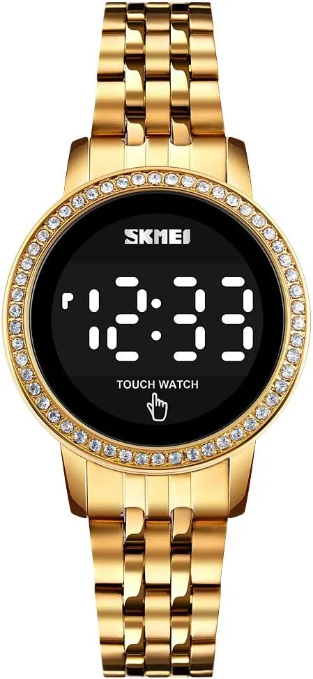 Steel dormancy roost cast disclose vacuum Digital Watches for Women, LED Touch Screen Bracelet Watches Waterproof Elegant Crystal Wrist Watch Clock for Ladies Stainless 