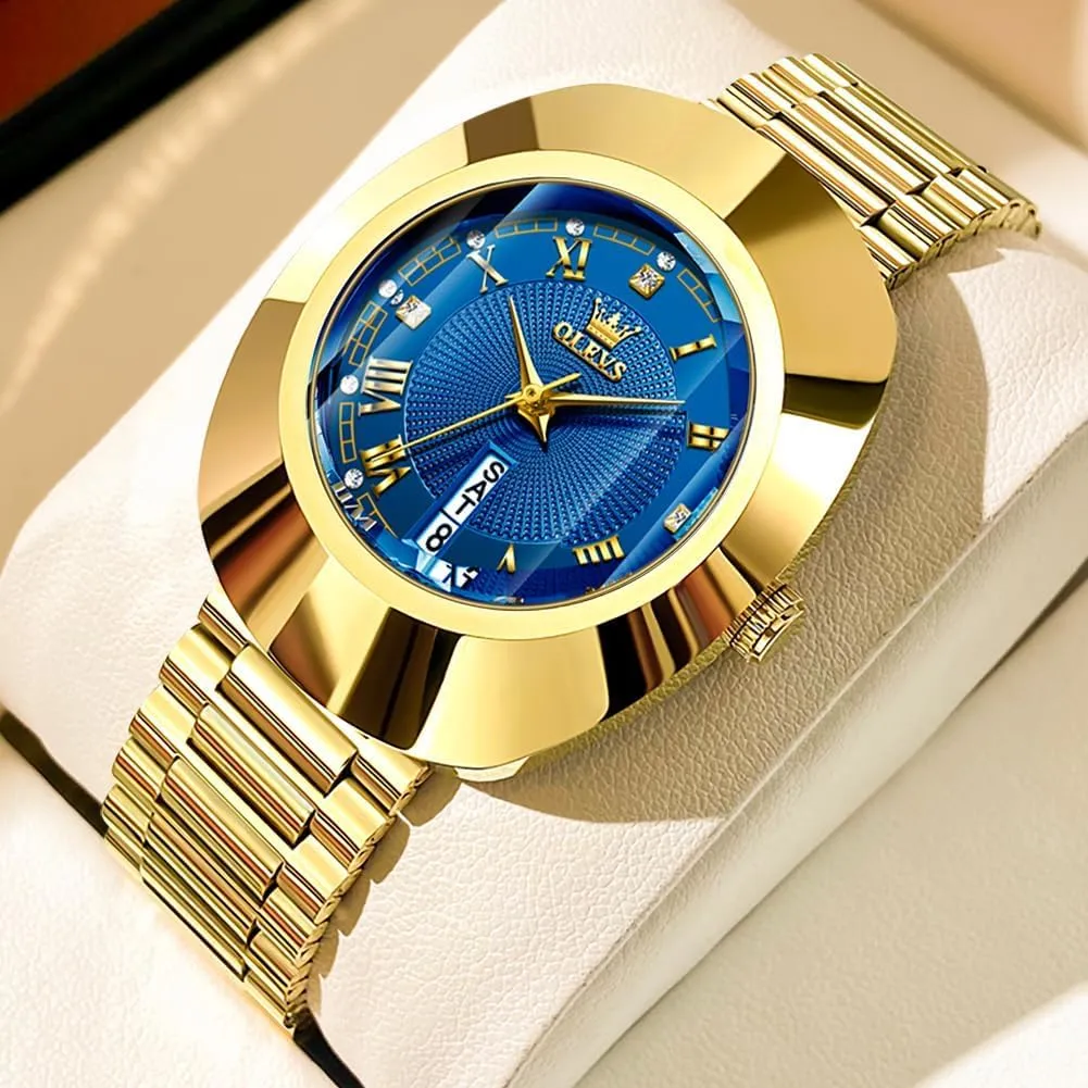Steel Luxury Dress Classic Ladies Calendar Week Wrist Watches for Women OLEVS Womens Watches Gold wrap staunch colonial Diamond Tungsten 