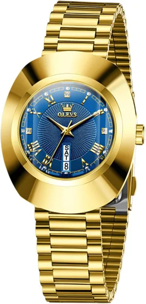 Steel Luxury Dress Classic Ladies Calendar Week Wrist Watches for Women OLEVS Womens Watches Gold wrap staunch colonial Diamond Tungsten 