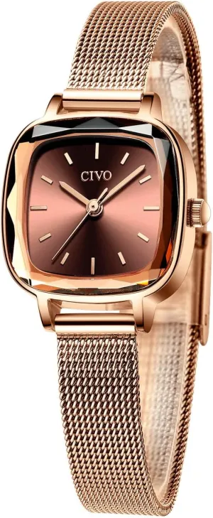 Steel Mesh grade intelligible Strap Fashion Elegant Designer Ladies Wrist Watch for Women CIVO Womens Watches for Small Wrists Waterproof Analog Quartz Square Watch Ultra-Thin Stainless 