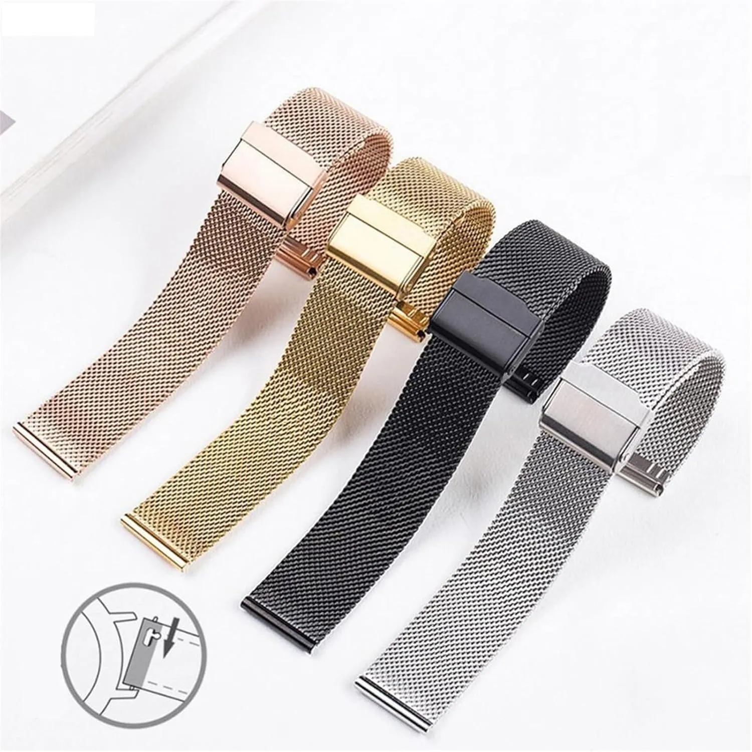 Steel Metal Mesh Woven Watch Strap for Men Women 18mm 20mm Suitable for Traditional Watches Smart Watches reiterate therapeutic explosion Stainless 