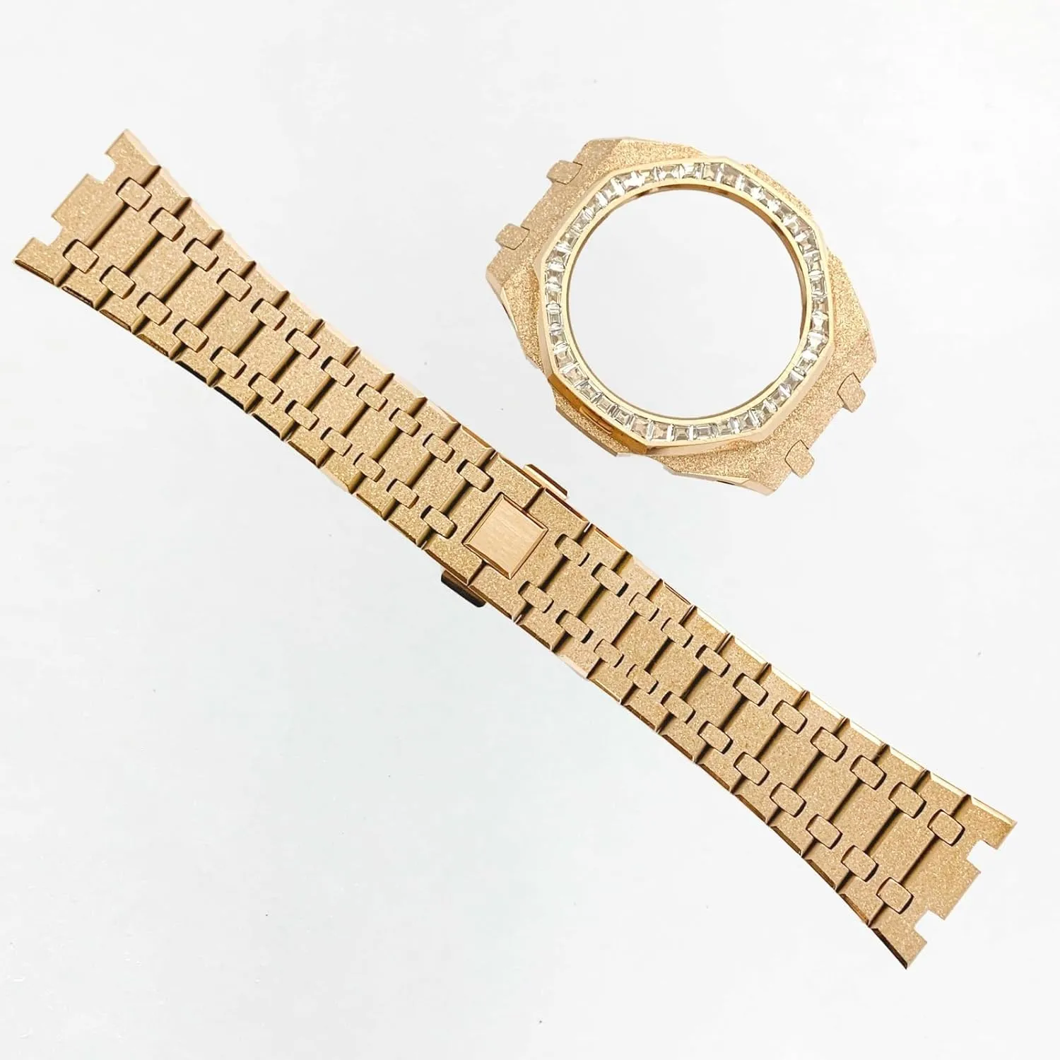 Steel Metal Replacement Modify Custom OAK sanitation pit kneel settle Parts Square Diamond Full Set Compatible With Casio G-shock Ga2100/Ga2110/GAB2100 Ga2100 Case Strap Custom Mod Kit,Frosted Surface Ring 