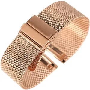 Steel Strap fold Over Clasp Watches Replacement Bracelet Watch Strap Black/Silver/Rose Golden 18mm/20mm/22mm Watch Band mesh quicksand Stainless 