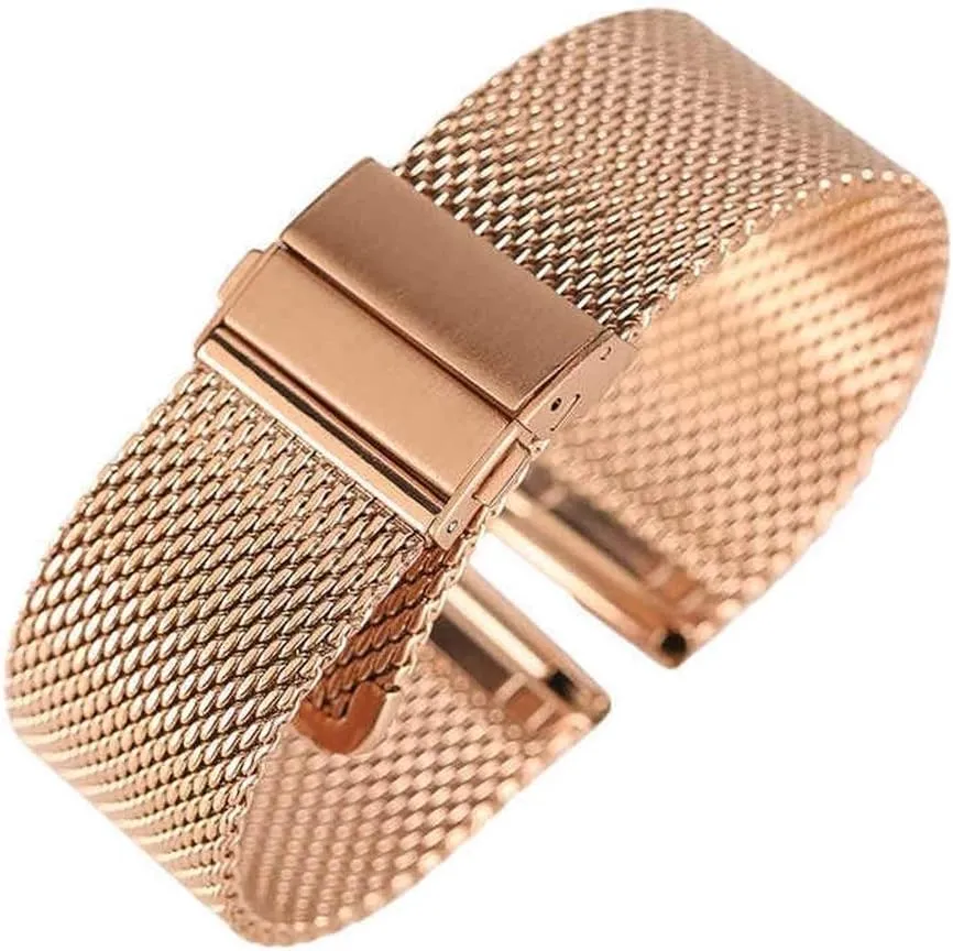 Steel Strap fold Over Clasp Watches Replacement Bracelet Watch Strap Black/Silver/Rose Golden 18mm/20mm/22mm Watch Band mesh quicksand Stainless 