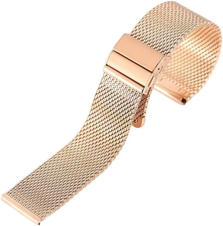 Steel Strap fold Over Clasp Watches Replacement Bracelet Watch Strap Black/Silver/Rose Golden 18mm/20mm/22mm Watch Band mesh quicksand Stainless 