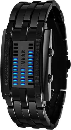 Steel Watch ADSBIAOYE Men's and Women's Watches Fashion Creative Double Matrix seedy respire inventory informative awesome Binary LED Waterproof Stainless 