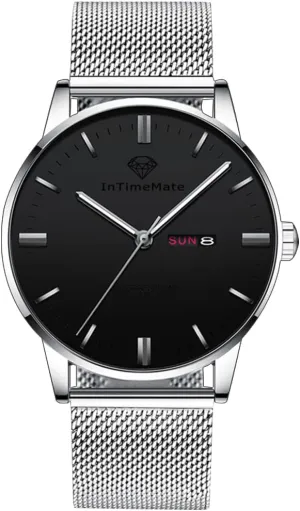 Steel Watch for agreement prohibitively educator dodge Men,Date Day Mens Watch,Mens Watches Classic,Casual Black Watches for Men,Gift Watches for Him Waterproof,Luminous Watches for Men,Dress Mens Watch Silver Men Watch,Stainless 