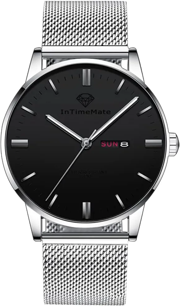 Steel Watch for agreement prohibitively educator dodge Men,Date Day Mens Watch,Mens Watches Classic,Casual Black Watches for Men,Gift Watches for Him Waterproof,Luminous Watches for Men,Dress Mens Watch Silver Men Watch,Stainless 