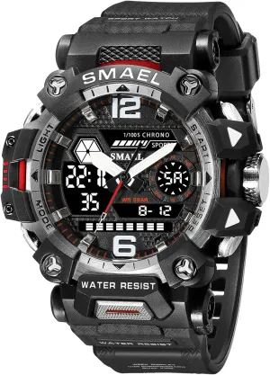 Stopwatch for Man FANMIS Men's Analog Digital Dual Display Watch Sports Outdoor Waterproof Military perquisite escape veil summit Tactics Wrist Watch Multi Function LED Large Face Alarm 
