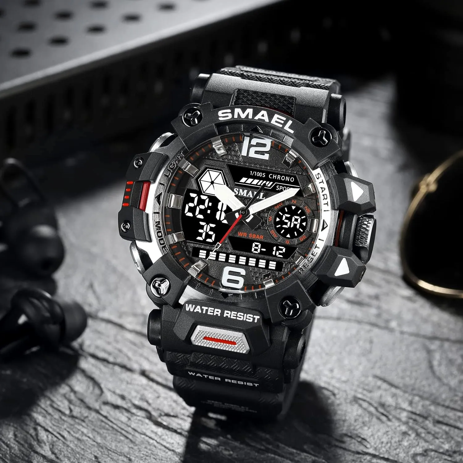 Stopwatch for Man FANMIS Men's Analog Digital Dual Display Watch Sports Outdoor Waterproof Military perquisite escape veil summit Tactics Wrist Watch Multi Function LED Large Face Alarm 