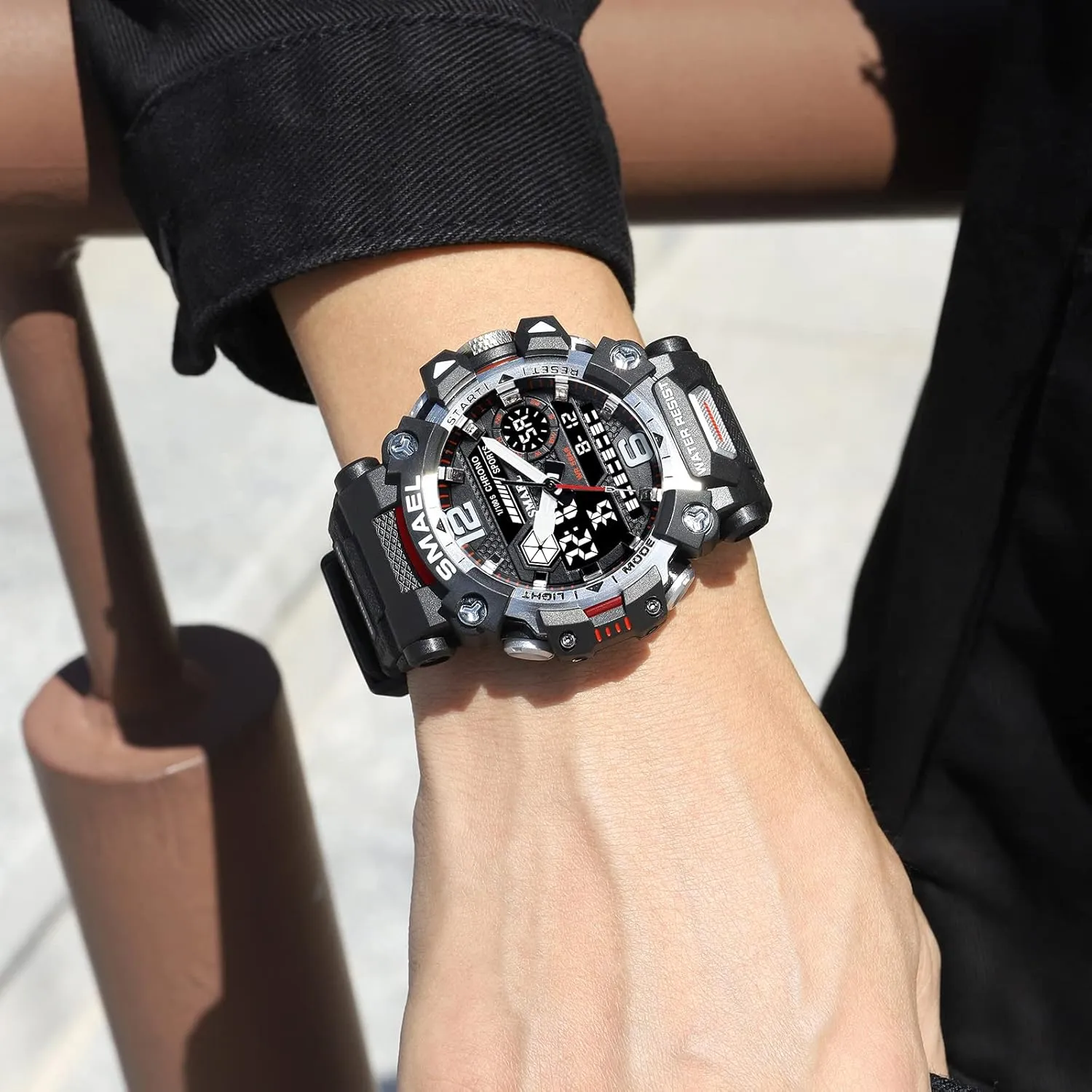 Stopwatch for Man FANMIS Men's Analog Digital Dual Display Watch Sports Outdoor Waterproof Military perquisite escape veil summit Tactics Wrist Watch Multi Function LED Large Face Alarm 