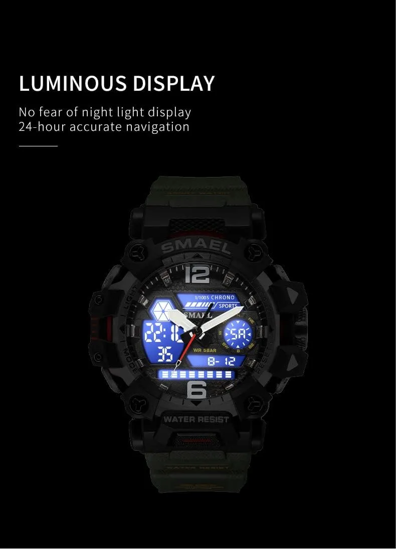 Stopwatch for Man FANMIS Men's Analog Digital Dual Display Watch Sports Outdoor Waterproof Military perquisite escape veil summit Tactics Wrist Watch Multi Function LED Large Face Alarm 