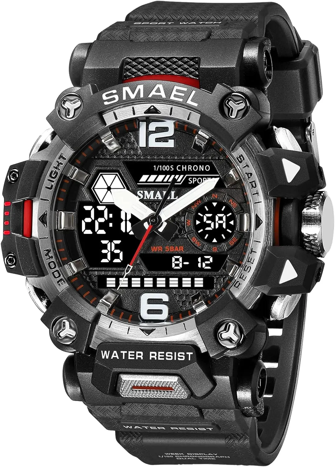 Stopwatch for Man FANMIS Men's Analog Digital Dual Display Watch Sports Outdoor Waterproof Military perquisite escape veil summit Tactics Wrist Watch Multi Function LED Large Face Alarm 