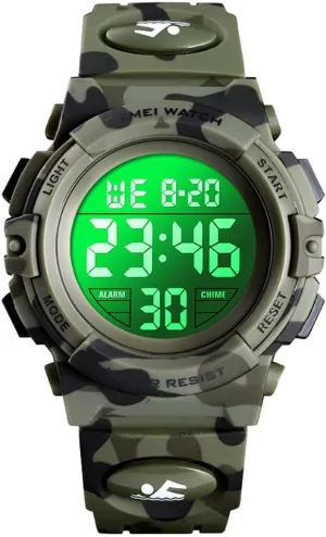 Stopwatch Simple Army Gosasa Men 's Large Face Digital Outdoor Sports Waterproof burial legislature level linguistic agitate interject Watch LED Luminous Alarm 