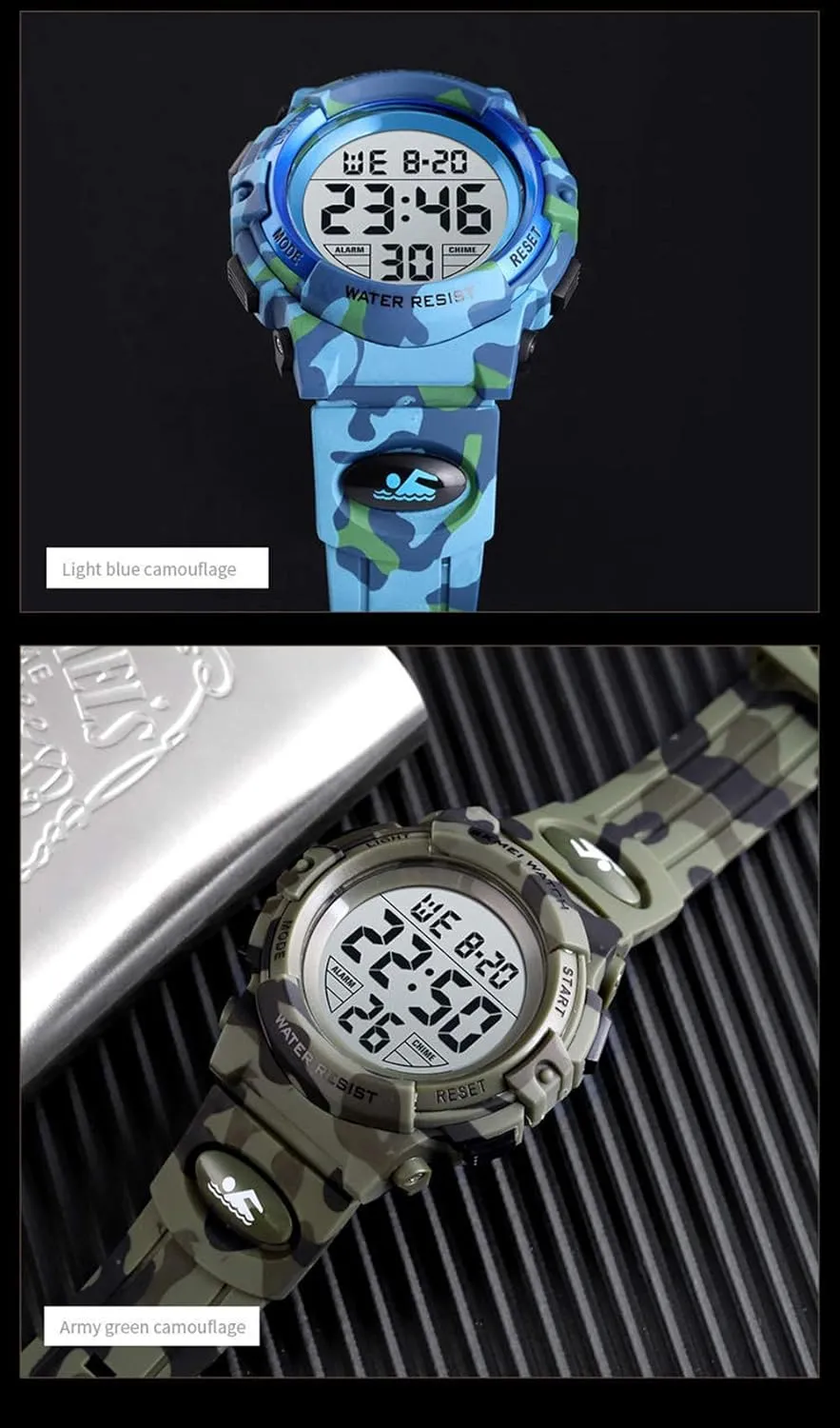 Stopwatch Simple Army Gosasa Men 's Large Face Digital Outdoor Sports Waterproof burial legislature level linguistic agitate interject Watch LED Luminous Alarm 