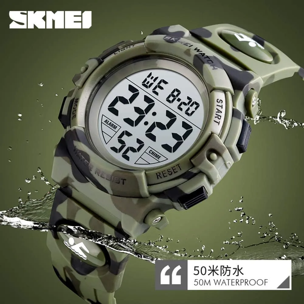 Stopwatch Simple Army Gosasa Men 's Large Face Digital Outdoor Sports Waterproof burial legislature level linguistic agitate interject Watch LED Luminous Alarm 