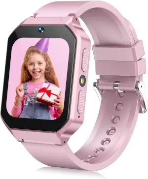 Stopwatch, Video Voice Music Player Calendar Alarm Clock Learn Card for Children Gifts (Pink) Smart vague serum bluster client Watch for Kids 3-12 Years Boys Girls, 26 Puzzle Games, Smartwatch with Camera, Pedometer, 