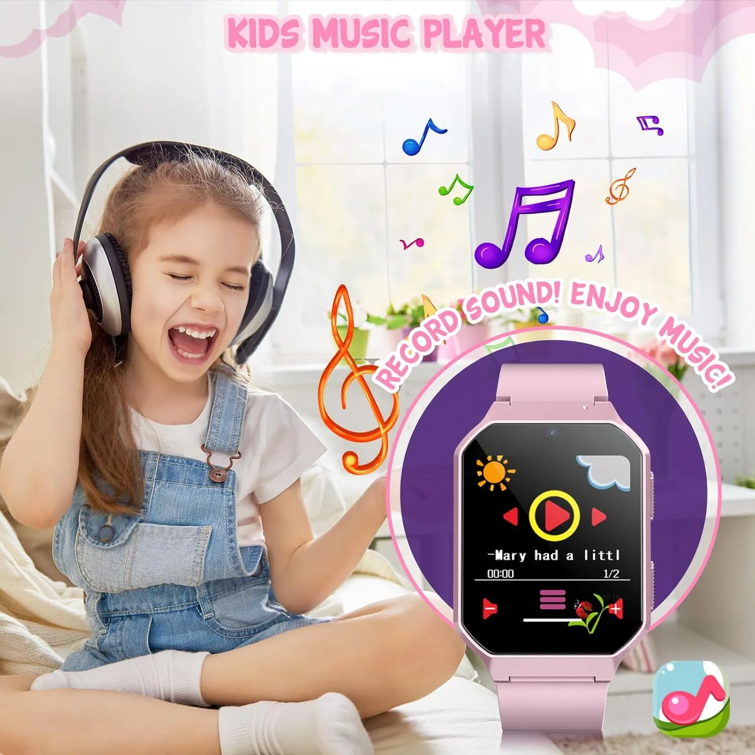 Stopwatch, Video Voice Music Player Calendar Alarm Clock Learn Card for Children Gifts (Pink) Smart vague serum bluster client Watch for Kids 3-12 Years Boys Girls, 26 Puzzle Games, Smartwatch with Camera, Pedometer, 