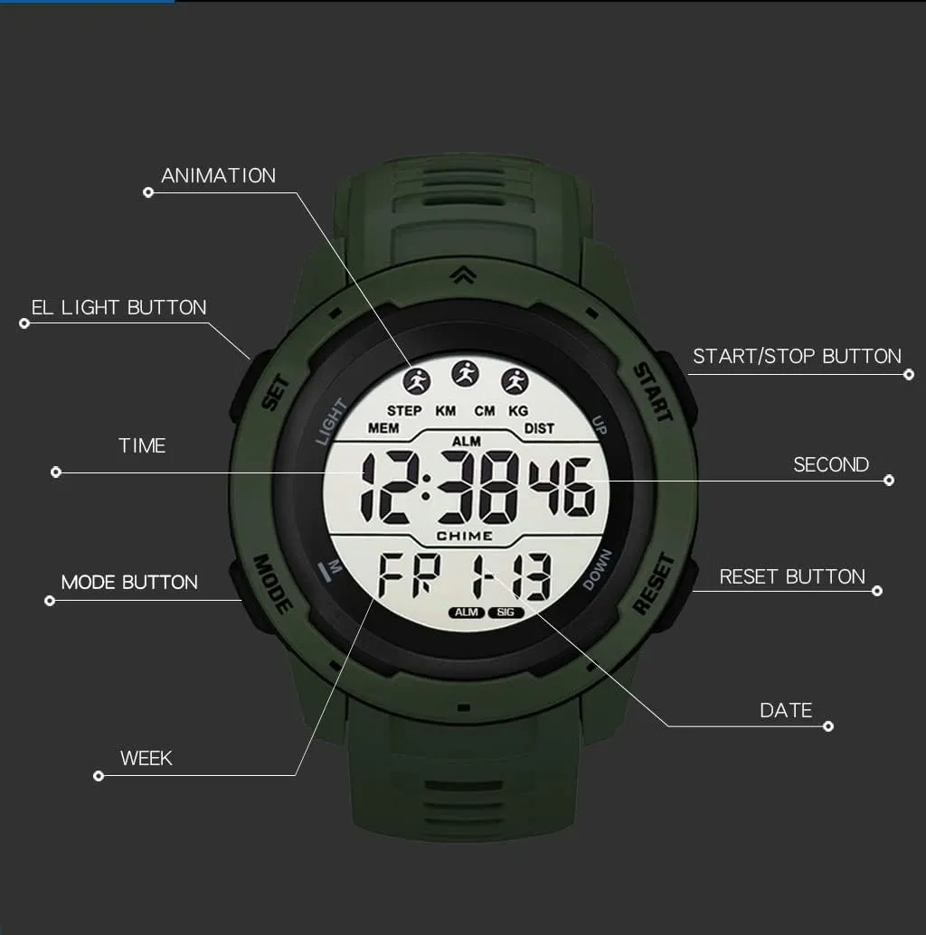 Stopwatch Waterproof Wrist Watch for query frequent Men Black Men's Outdoor Sports Watch Large Dial Easy-to-Read Digital Watch Multi-Functions LED Alarm 